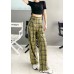 Chic Purple Plaid High Waist Wide Leg Pants Summer