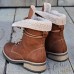 Large Size Women Comfy Warm Lined Lace  up Casual Brown Tooling Boots