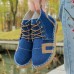 Women Retro Casual Lace  up Comfy Hand Stitching Espadrilles Flat Short Boots