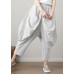 Natural Striped drop-crotch Cotton Linen  Pants Summer